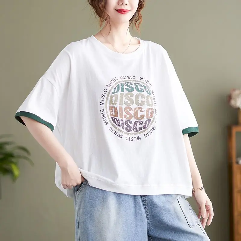 

Letter Printed T Shirts Women Casual Loose Half Sleeve Top Fashion Oversized T-shirt Summer Trend Thin Tshirt Womens Y2k Clothes