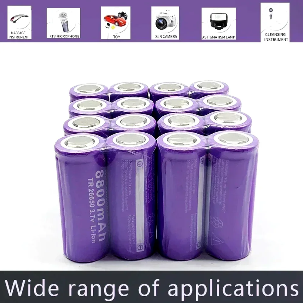 4~50pcs battery High performance new 26650 3.7V 8800mAh rechargeable lithium-ion battery ,for LED light bulbs, flashlights, etc.