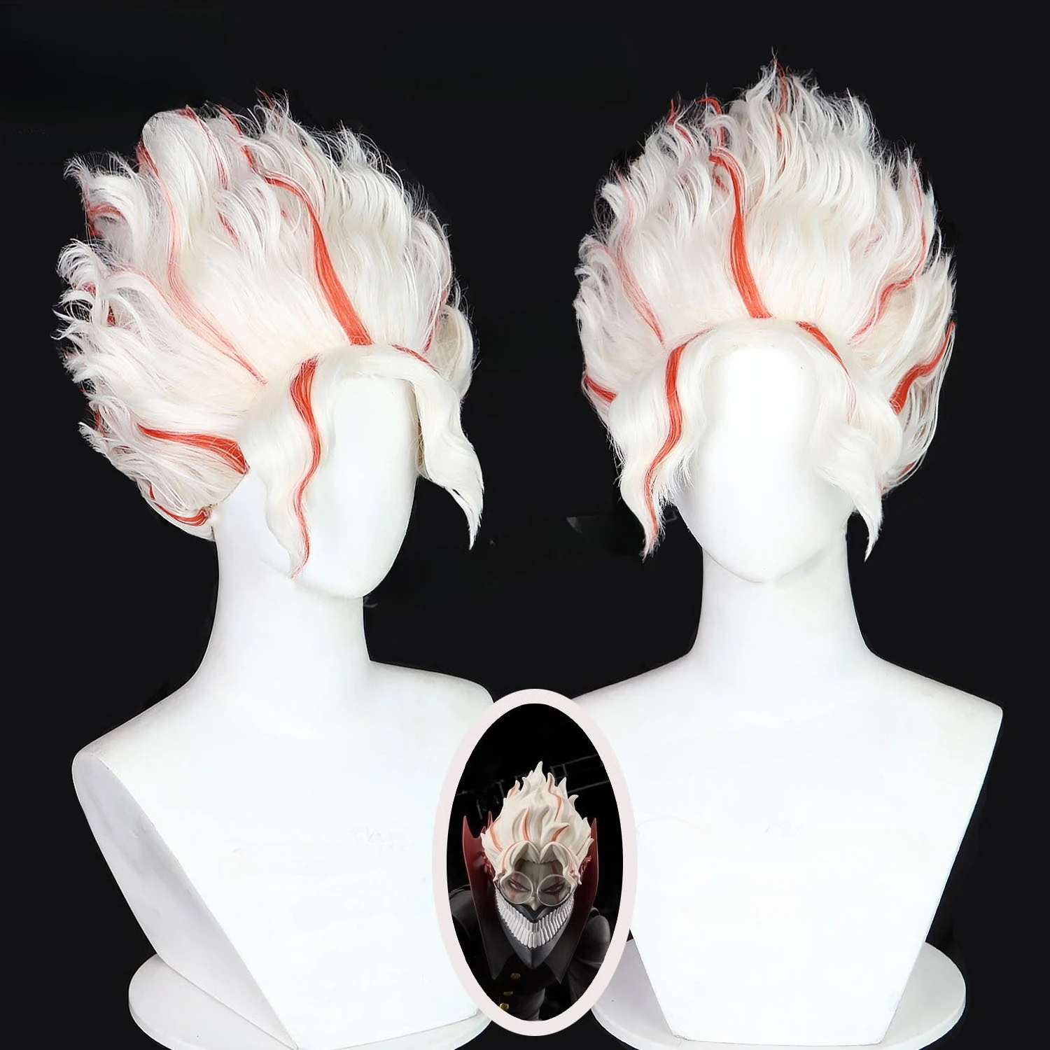 ダダダダ エカルン ボールド パーティー 超自然武装男子アクションフィギュア 赤と白のハイライト入り巻き毛ショートヘア