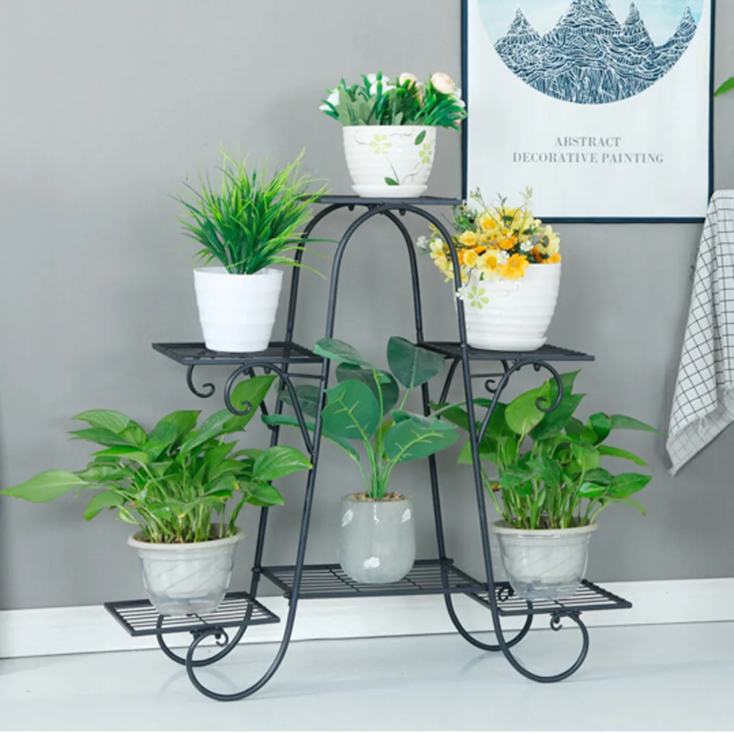 

6 Tier Iron Flower Pot Stand Corner Plant Holder for Garden Indoor Outdoor Decor