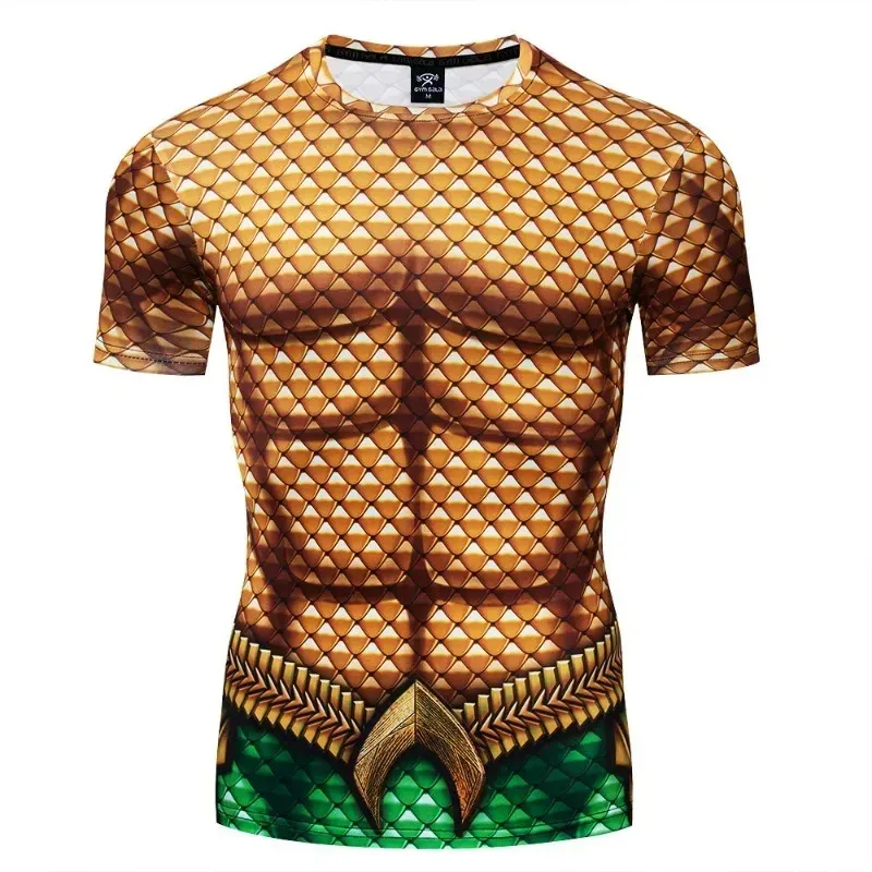 NewMovies Aquaman Cosplay Arthur Joseph Curry Same Tights Fitness Sports Quick-drying Tops Halloween Carnival Men's Costumes2025
