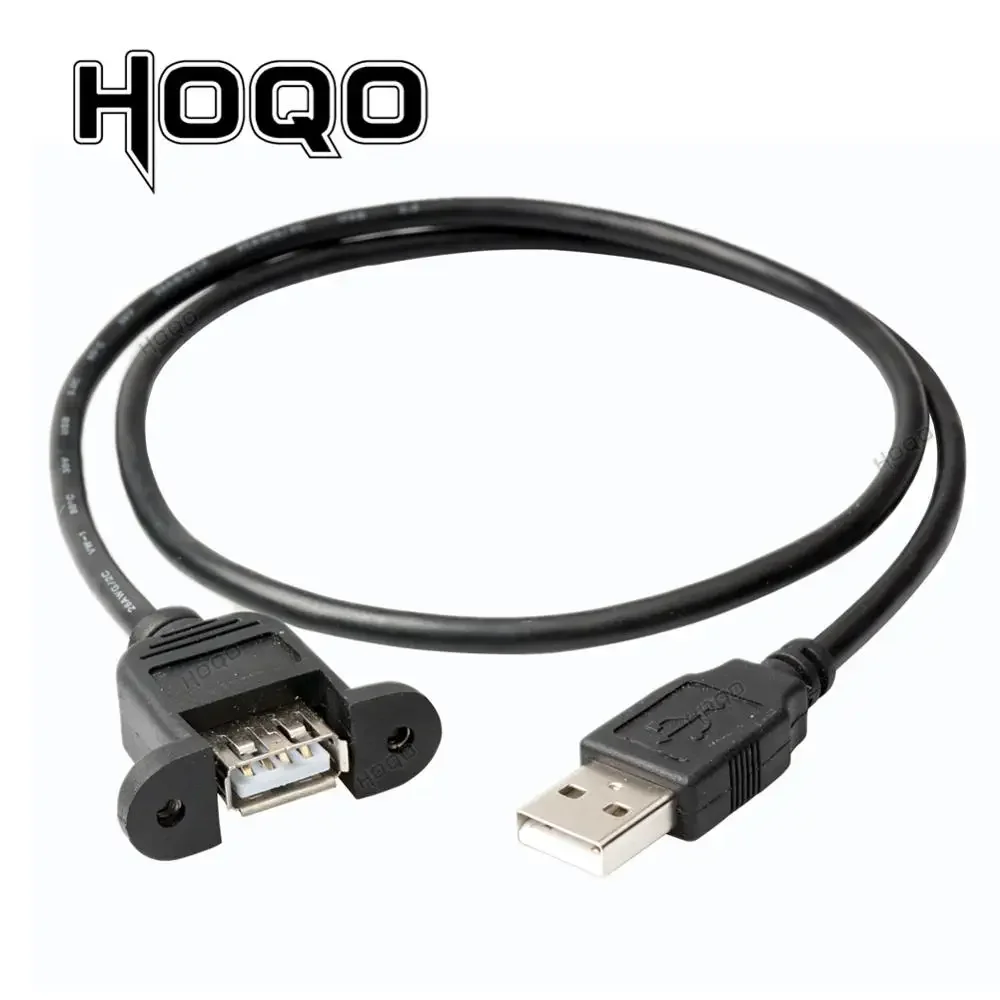 Cable de extensión USB para montaje en Panel, Puerto tipo A, USB 2,0, macho A hembra, Cable conector de bloqueo con orificio de tornillo, cabo 30cm,