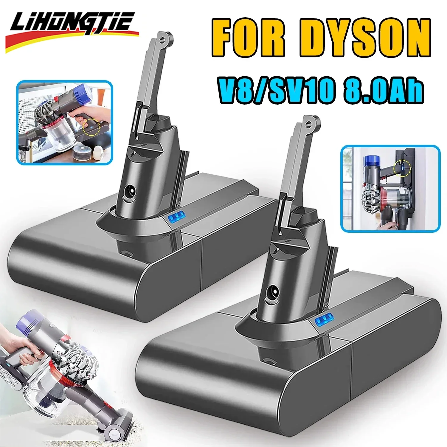 

For Dyson V8 21.6V 12.8Ah Battery replacement Absolute V8 Animal Li-ion SV10 Vacuum Cleaner series Rechargeable batteries