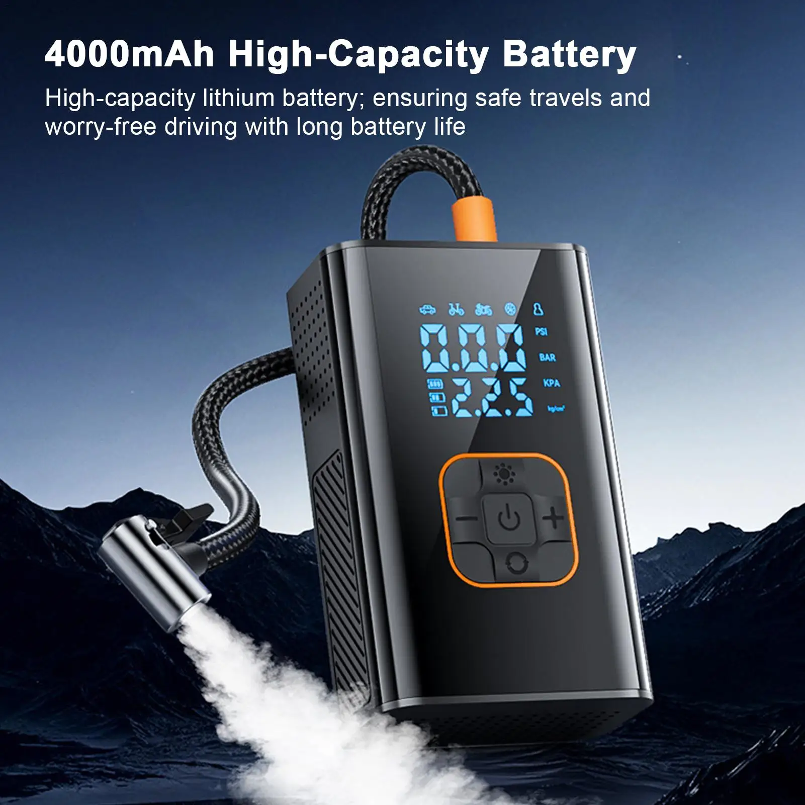 Car Air Pump Portable Rechargeable 150PSI Car Air Compressor Pump With Pressure Gauge For Auto Truck SUV Bike Motorcycle Balls