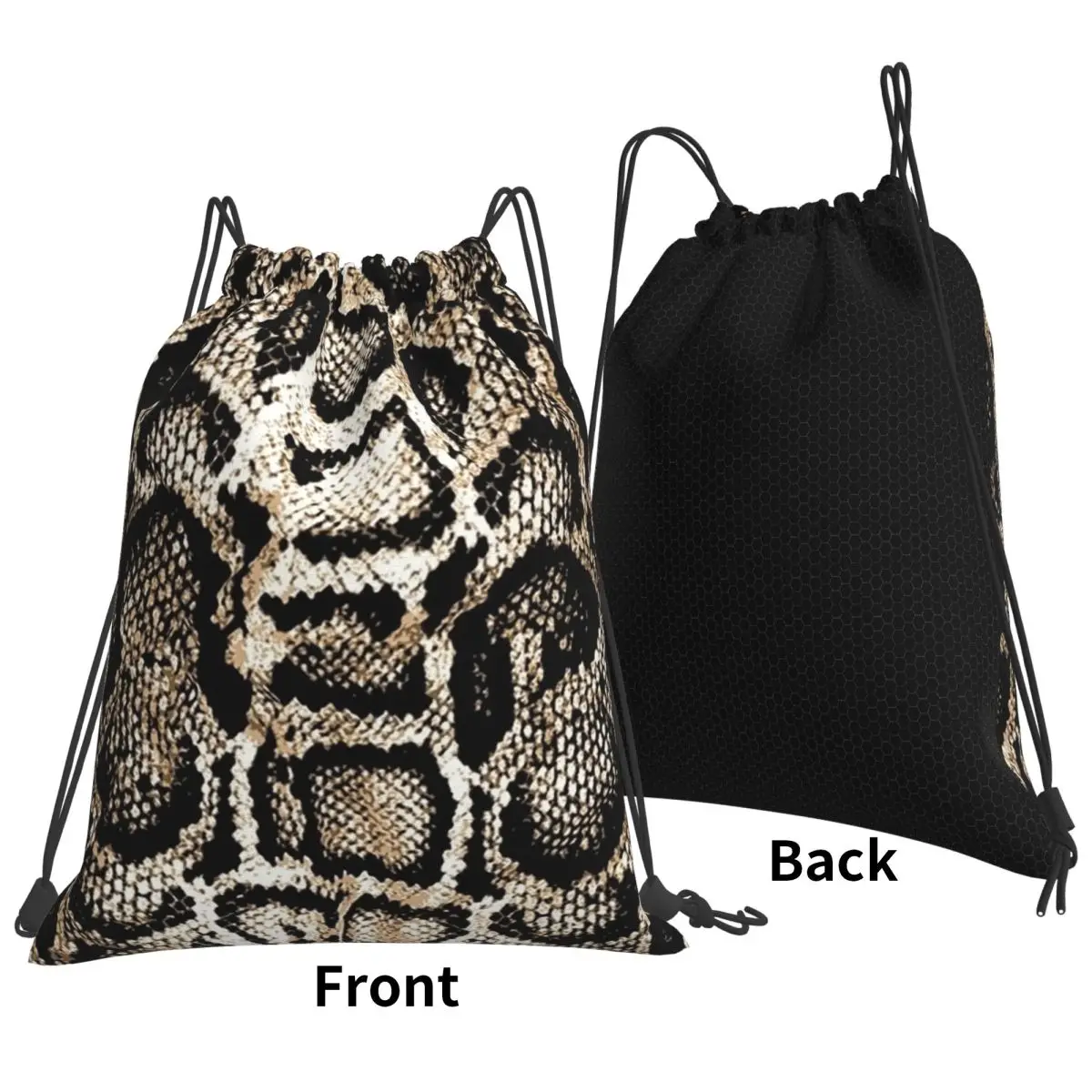 Snake Skin Backpacks Multi-function Drawstring Bags Sports Bag Book Bags for Travel Students