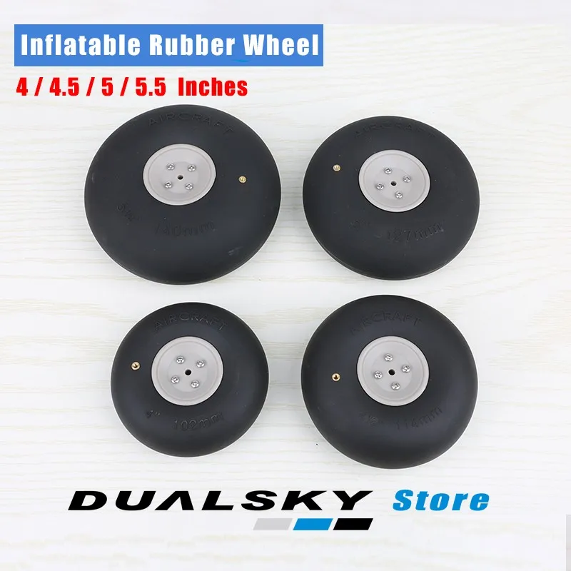 

1PCS Fixed-Wing Aircraft Inflatable PU Wheel 4/4.5/5/5.5 Inches Pneumatic Tire Landing Gear Wheel For RC Plane Replacement Parts