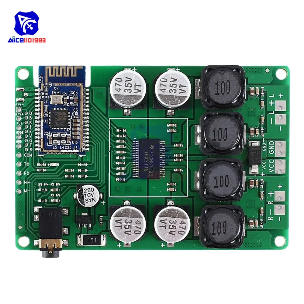 diymore Bluetooth 5.0 Receiver Amplifier Module TPA3118 Amplifier Audio Stereo Board 2x30W / 2x20W with AUX Audio Input for Car