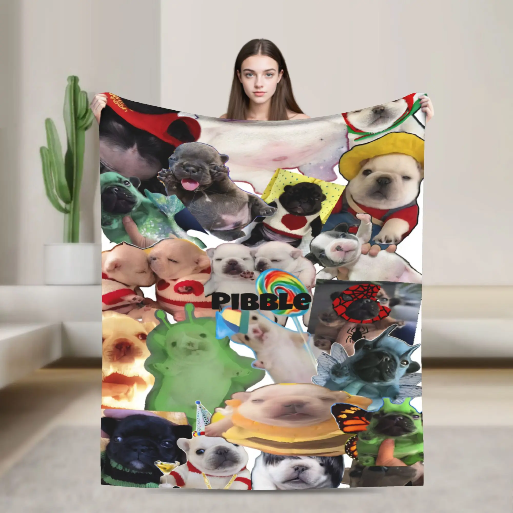 Pibble Meme Wash My Belly  Blankets Soft Flannel Cozy Gift  Throw Blanket Rug Piece