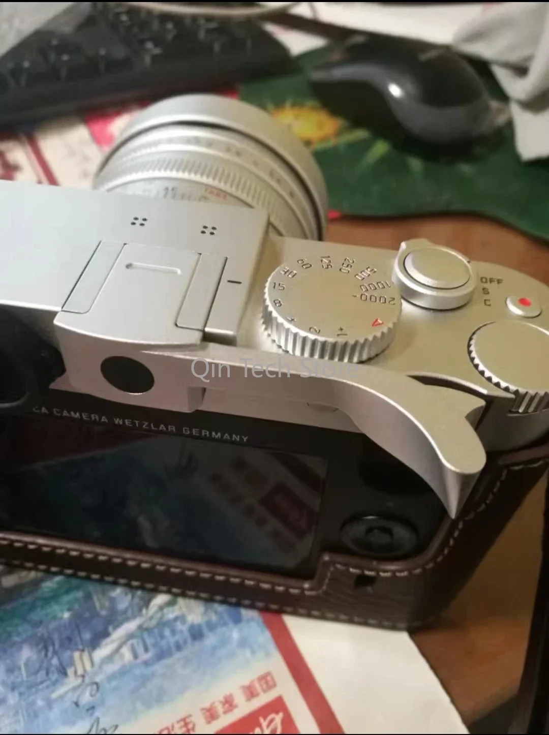 Metalen duimgreep Flitsschoenafdekking Camerahouder voor Leica Q2 Q Typ 116, zwart zilver, aluminium duimgreep