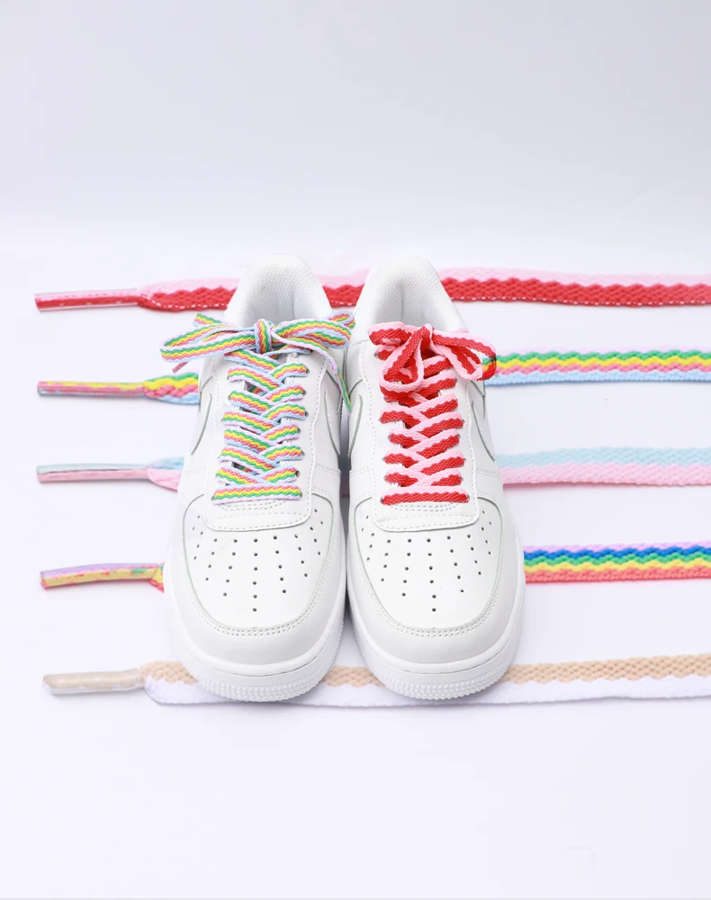 1Pair Flat Cotton Polyester Shoelace Sneakers for Shoelaces Original AF1AJ Colorblock Classic Shoe Lace Fashion Sport Shoestring