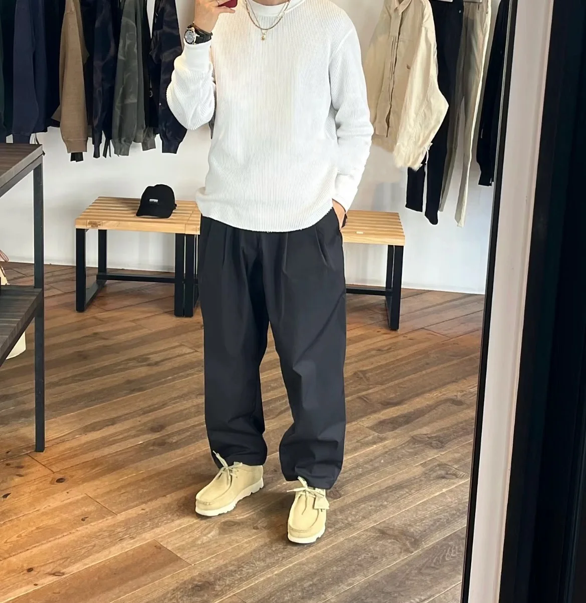 JP. NEIGHBORHOOD Day Series All-fit Double Pleated Cone NBHD Drawstring Nine-point Casual Pants 24SS