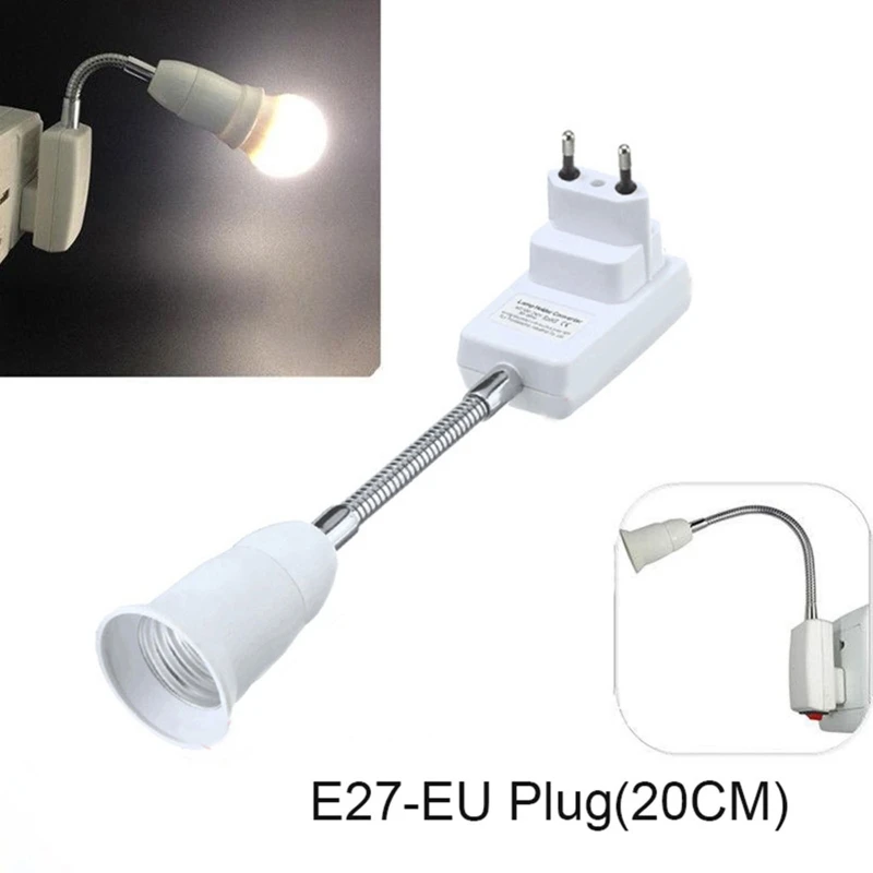 Plugue extensão tomada ue, extensor plugue lâmpada e27 com interruptor, fácil usar, dropship