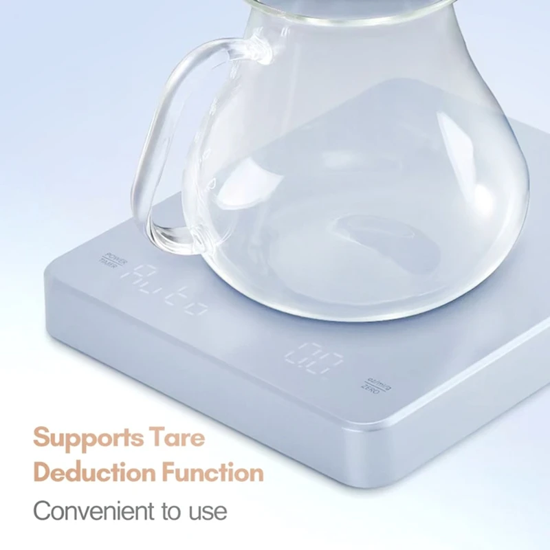 

USB Digital Rechargeable Coffee Scale with Timer LED Screen Espresso 0.1gHigh Accuracy Measuring Kitchen Scale