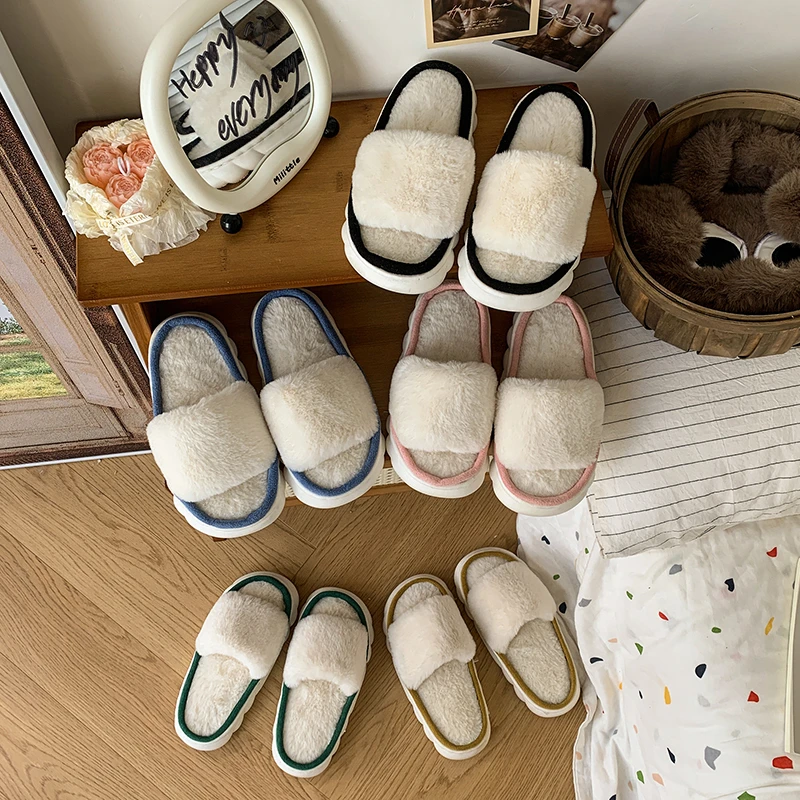 

Children's Slippers Four Seasons Blue Lightweight Boys Girls Home Cotton Shoes 3-18 Years Old Green Soft Non-slip Kids Fur Shoes