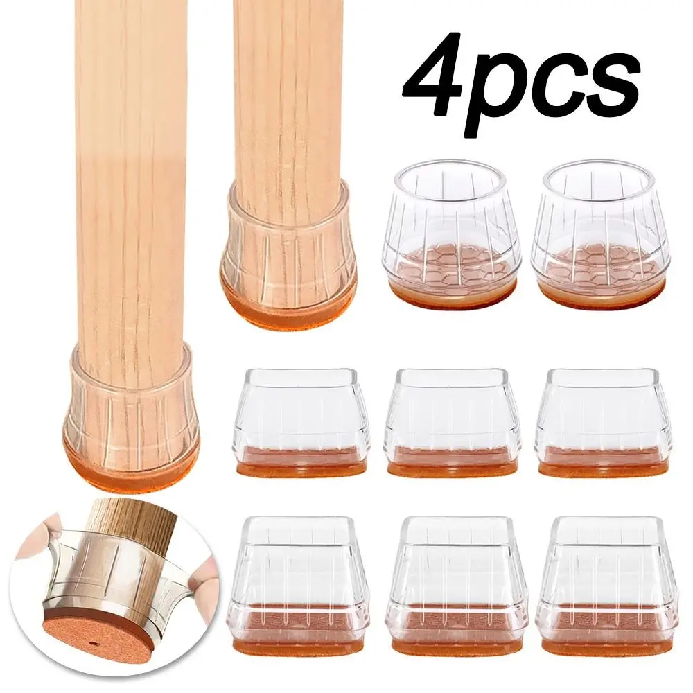 4pcs New Thicked Chair Leg Protector Noise Prevention Floor Protector Scratch-proof Leg Cover Anti-Slip Chair Cap