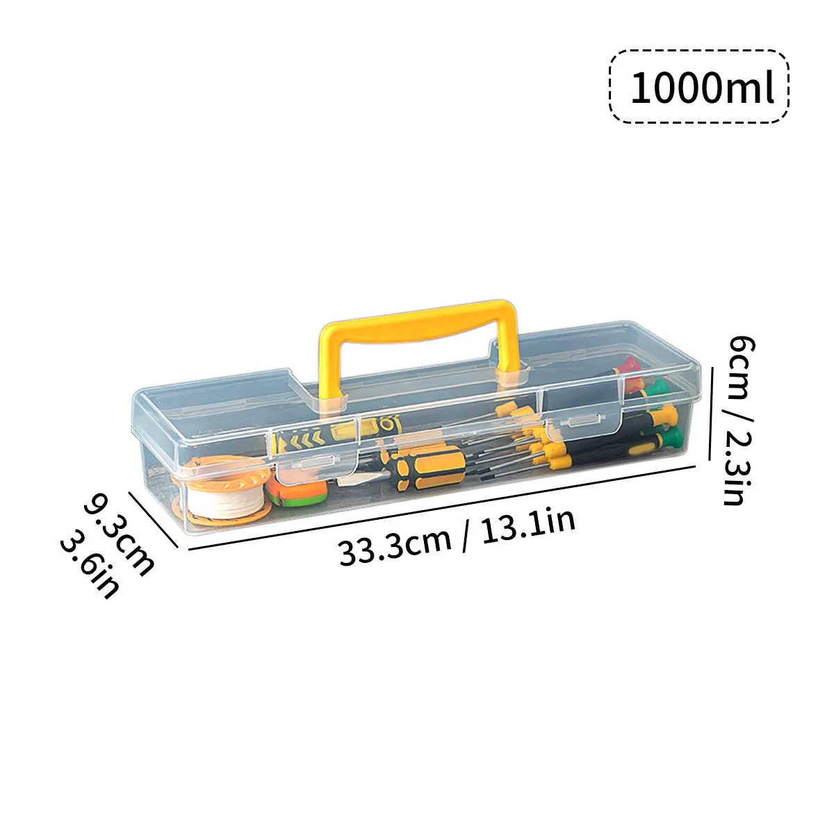 WORTHBUY Multifunctionele Tool Organizer Transparant Gereedschapsopbergdoos met handvat Gereedschap Stofdichte Opbergdoos Grote Capaciteit