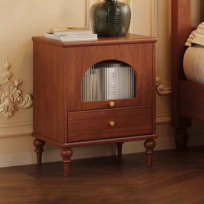

French Antique Solid Wood Bedside Table Modern Bedroom Locker Small Simple Bedside Storage Household