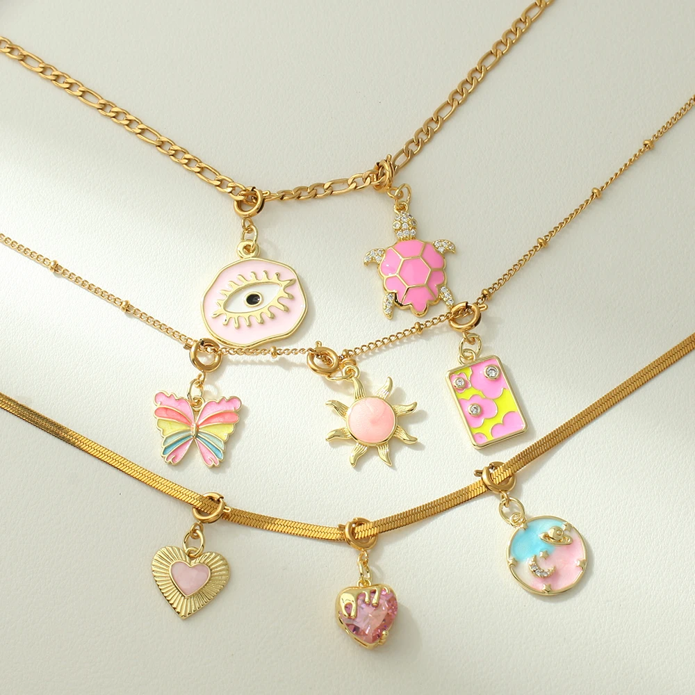 DIY Y2K Pink Charms Necklace For Women | Mix & Match Pendants | Cute & Sweet Styles | Perfect For Daily Wear & Party Outfits