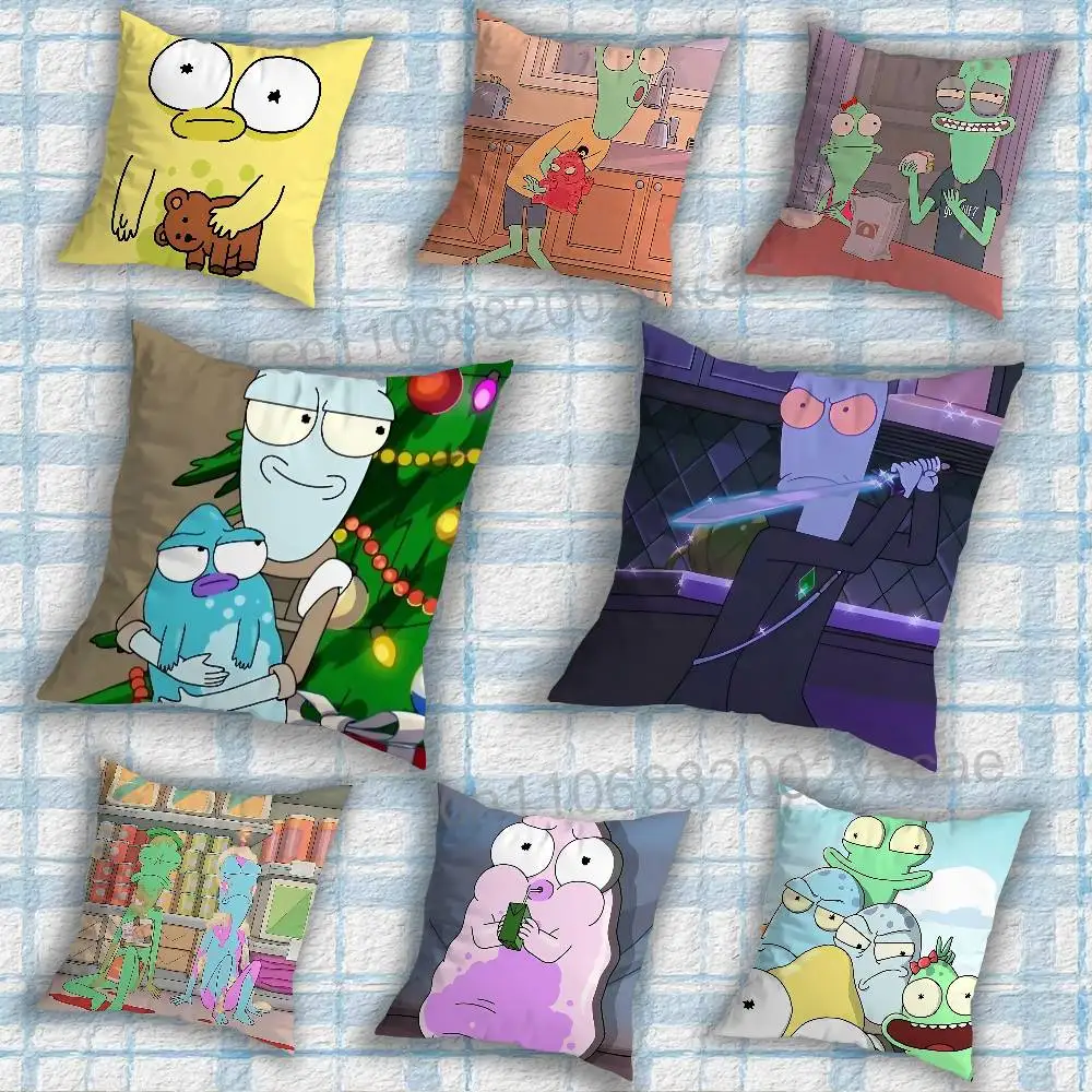 cute Solar Opposites Pupa Pillow Case Anti-dustmite Pillowcase Invisible zipper silky short plush Sofa cushion cover