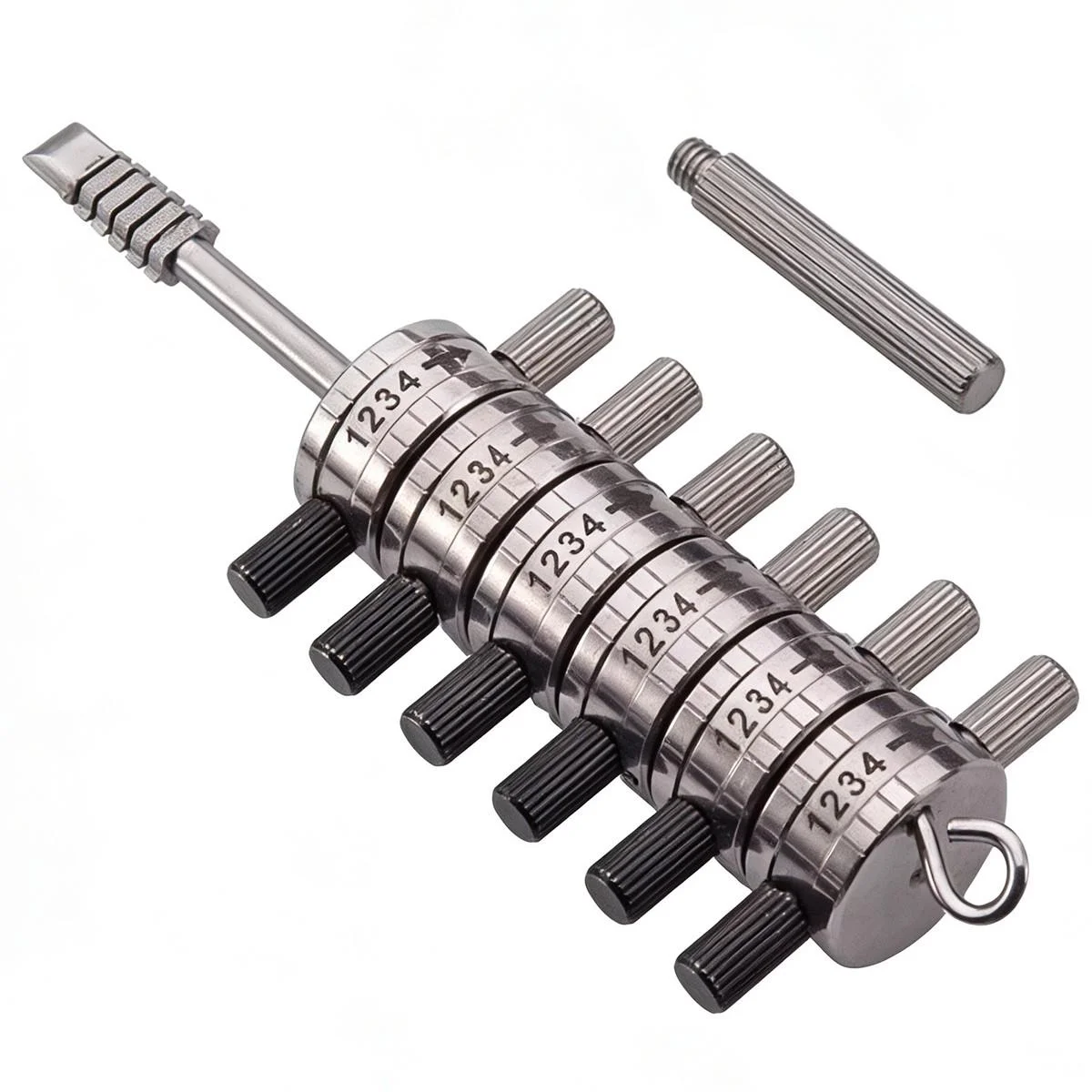 HUK FO21 6 Wheels Dimple Lock Decoder Stainless Steel Lock Reading Locksmith Unlock Tool