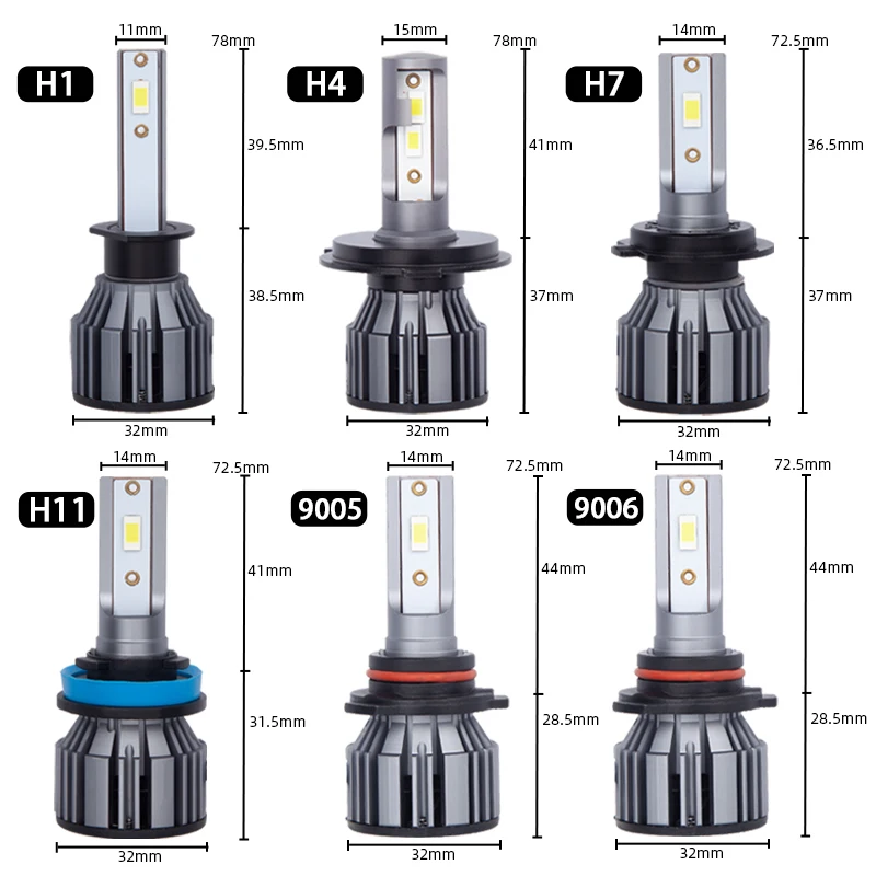 DAWNKNIGHT-자동차 Led 헤드 라이트, F41 H11 H7, H1 H4 9005 HB3 9006 HB4 9012 Led 전구 CSP 4300K 안개등 6000K 12V Led 전구 2 개