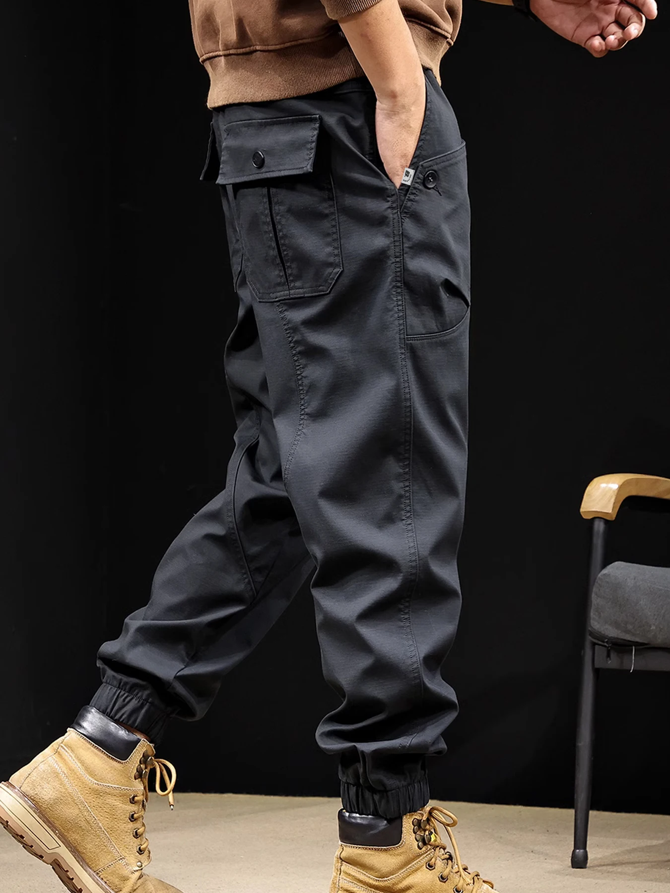 Quick drying breathable ice feeling American workwear paratroopers men's loose thin drawstring casual pants trendy workwear pant