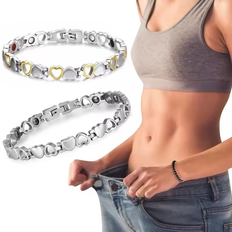 Healthy Magnetic Slimming Bracelet Fashionable Jewelry for Woman Man Weight Loss Bracelet Link Heart Shape Steel Chain