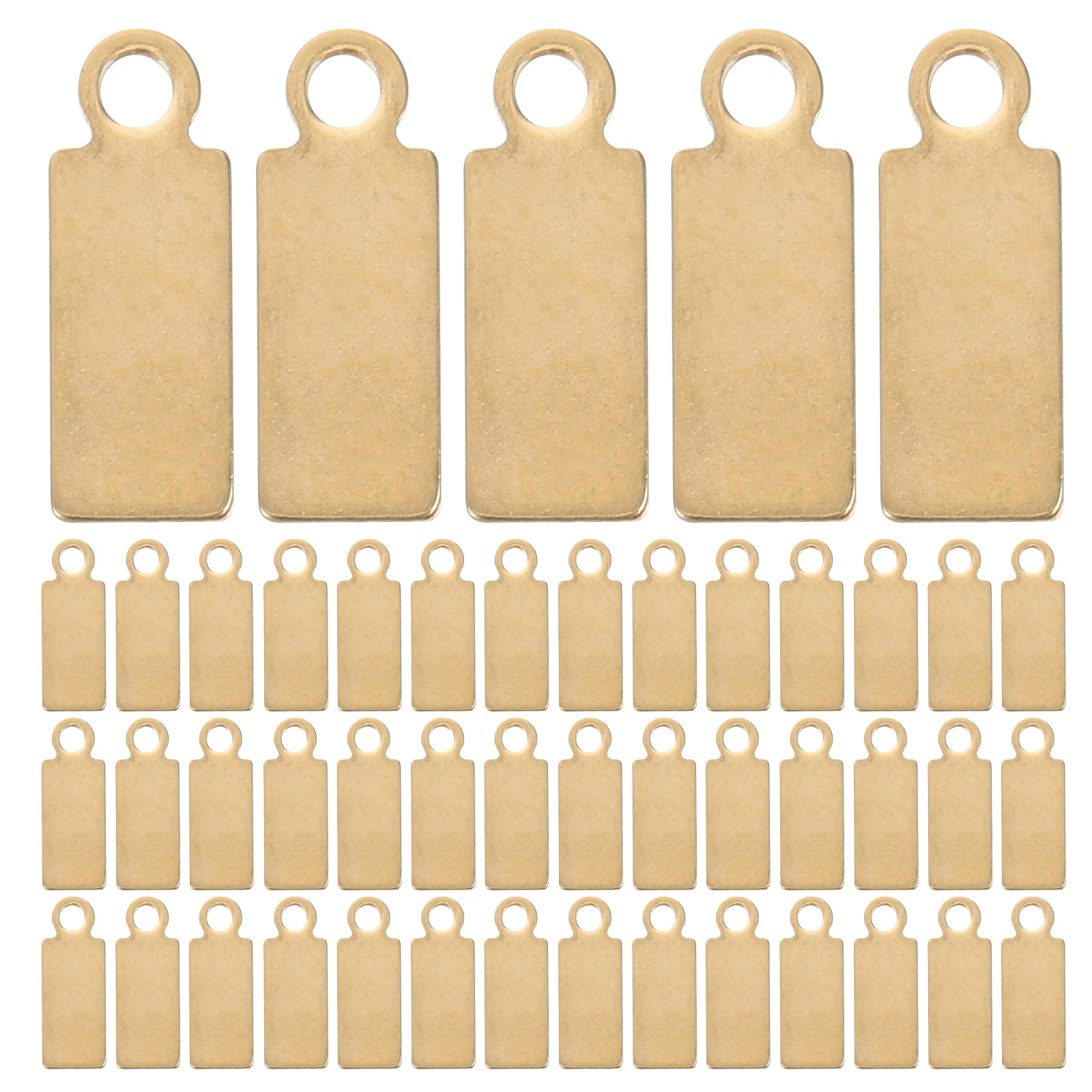 50 قطعة مستطيل فارغ ختم العلامات الفولاذ المقاوم للصدأ قلادة DIY بها بنفسك مستلزمات صناعة المجوهرات سحر المعادن مختوم حلقة مستطيل #3