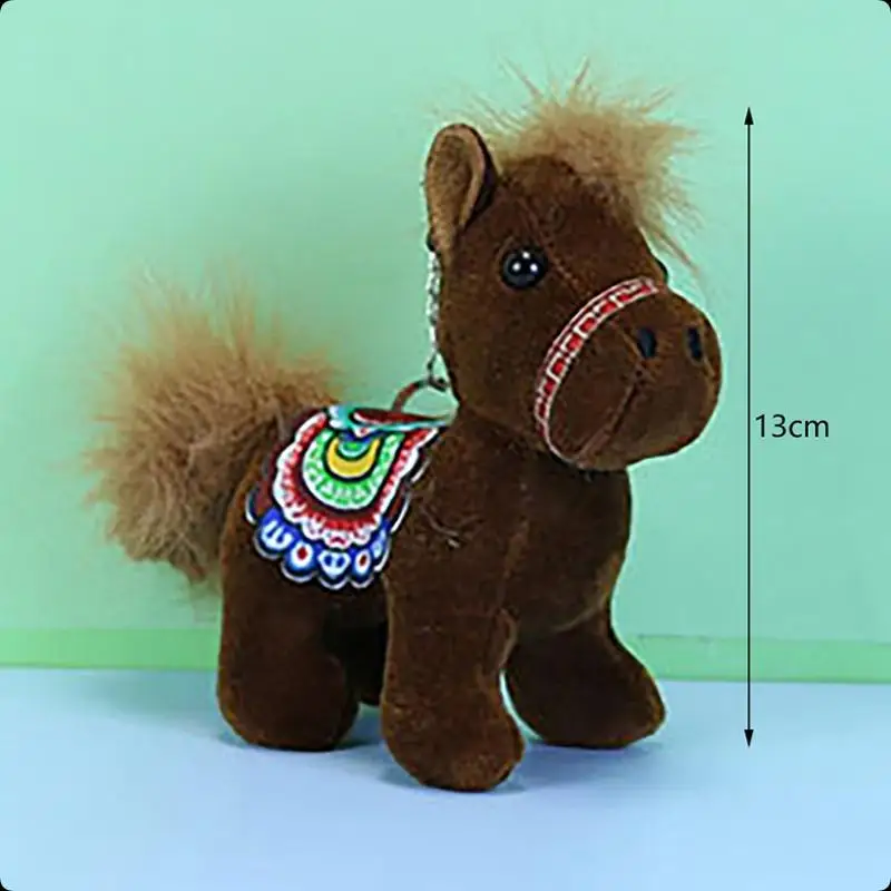 Colgante de poni de peluche de dibujos animados para niños, muñeco de peluche de poni suave y encantador, llavero de coche con dije, regalos de mascota de Año Nuevo