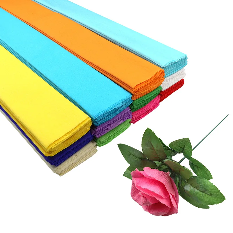 10pcs Soft Crepe Papers Colorful Tissue Papers Crepe Flowers for DIY Craft Projects, 50 X 100cm