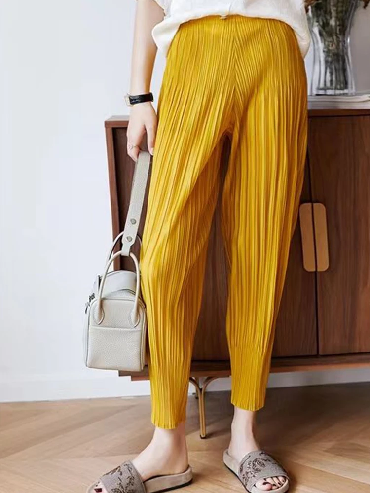 

Pleated pants for women's high-end Harlan pants, spring summer casual large size, nine point radish pants, new style