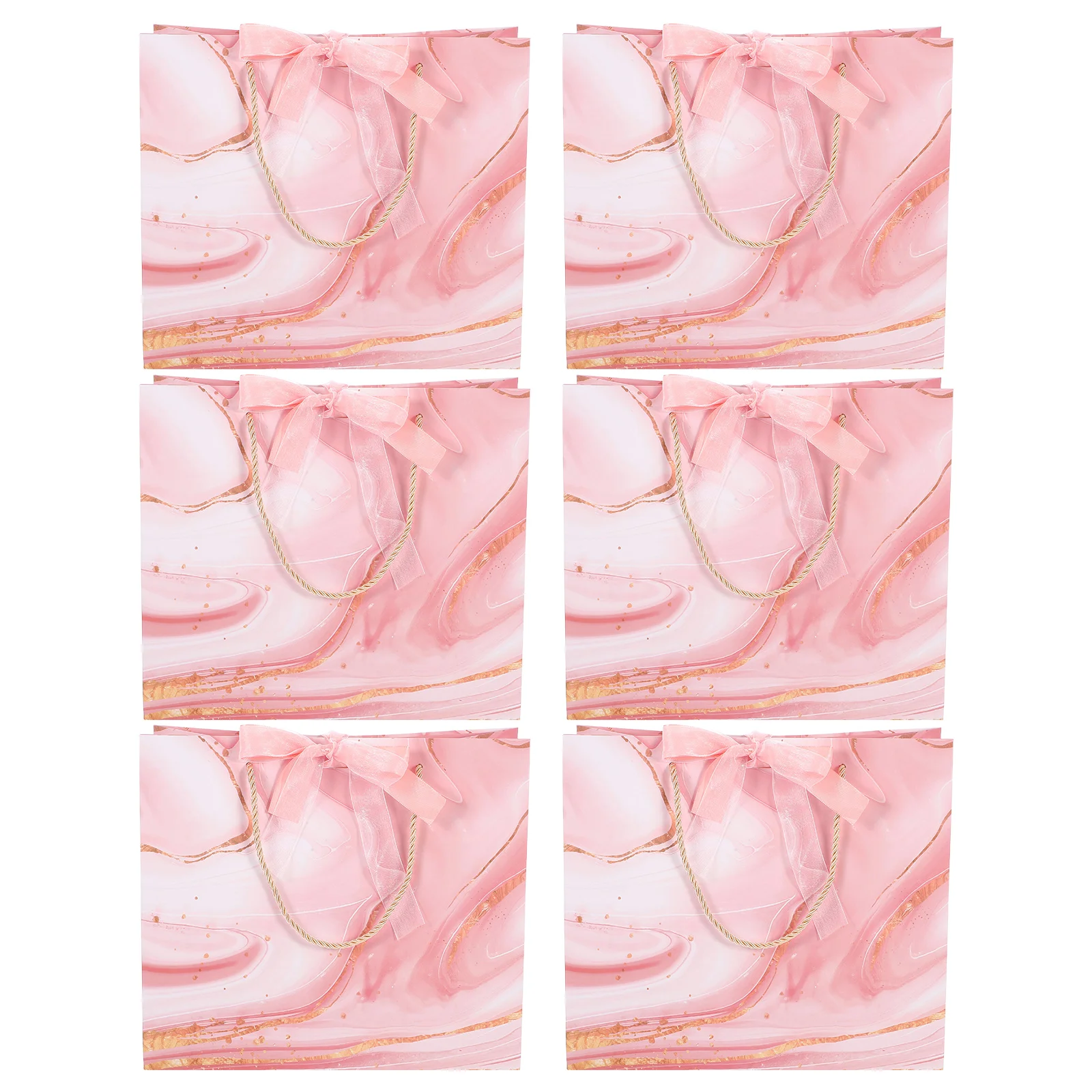 

6 Pcs Marble Gift Bag Bow Ribbon Party Bags Present Large Decorative Paper Favor Bridal Shower Goodie Vacation