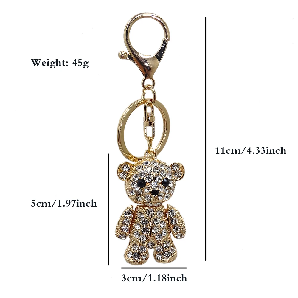 Personalized women\'s Bag Accessories Stereometal  Rhinestone cartoon Bear keychain Holiday gift car pend