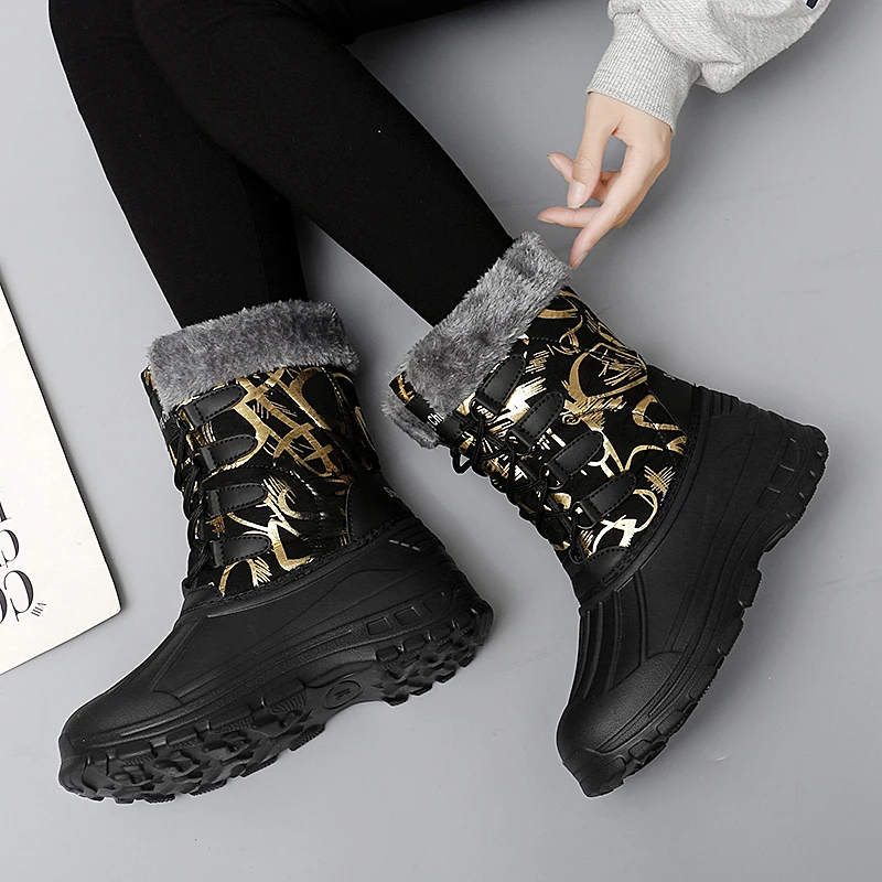 Botas de nieve impermeables de tubo alto de algodón EVA, talla única, edición para mujer