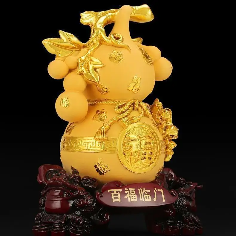 Lucky Baifu Linmen Gourd Ornaments Attract Wealth and Prosperity Home Gold Gourds Home Wine Cabinets Bedroom Decorations Gifts