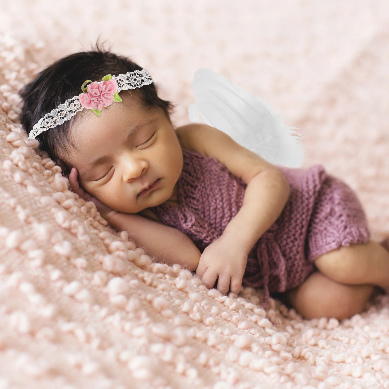 

1 Set Angel Fairy Wing Baby Costume Prop Kids Cosplay Headband Lightweight Flower Decor Premium Photo Party Props Girls Fairy