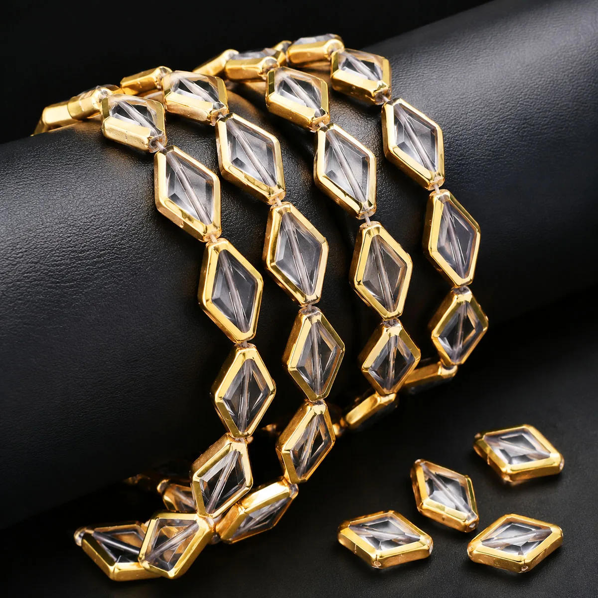 11x15mm 10/20/30Pcs Gray Rhombus Crystal Glass Beads for Making DIY Bracelets Necklaces Keychains Various Jewelry Accessories