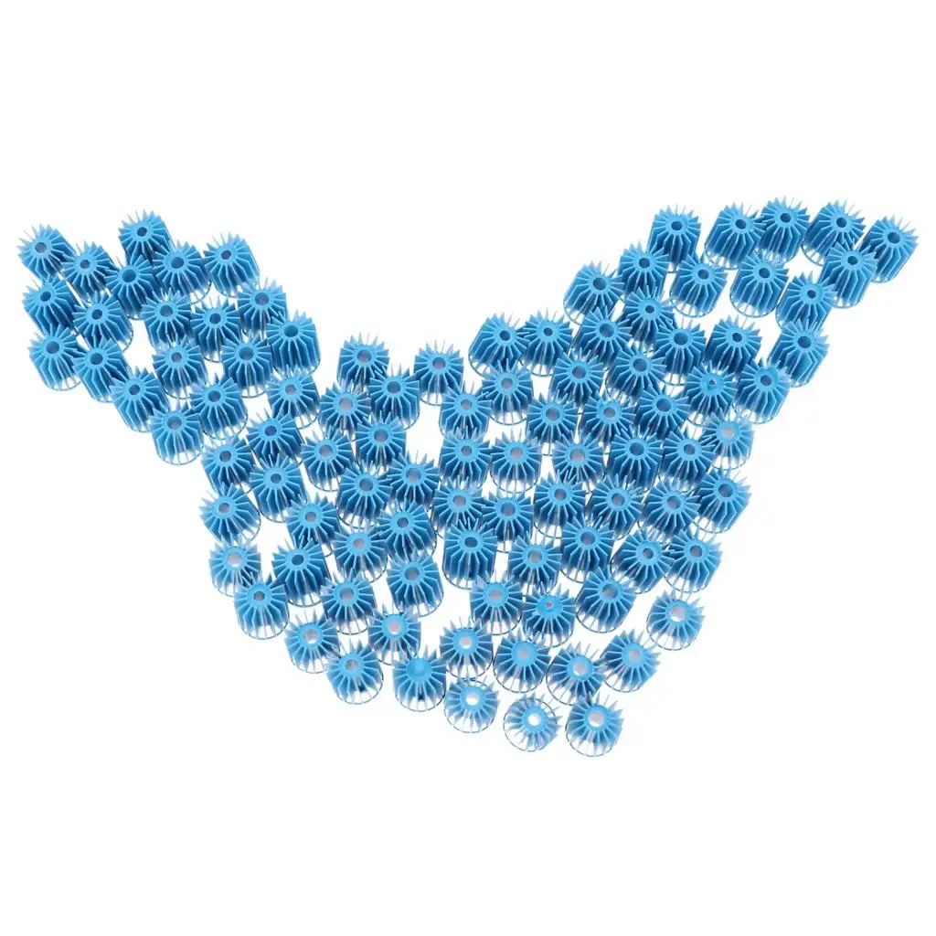 100 Pcs Bio-Ball Filter Media for Aquarium Fish Pond for Freshwater and Saltwater Wet/Dry Systems Blue