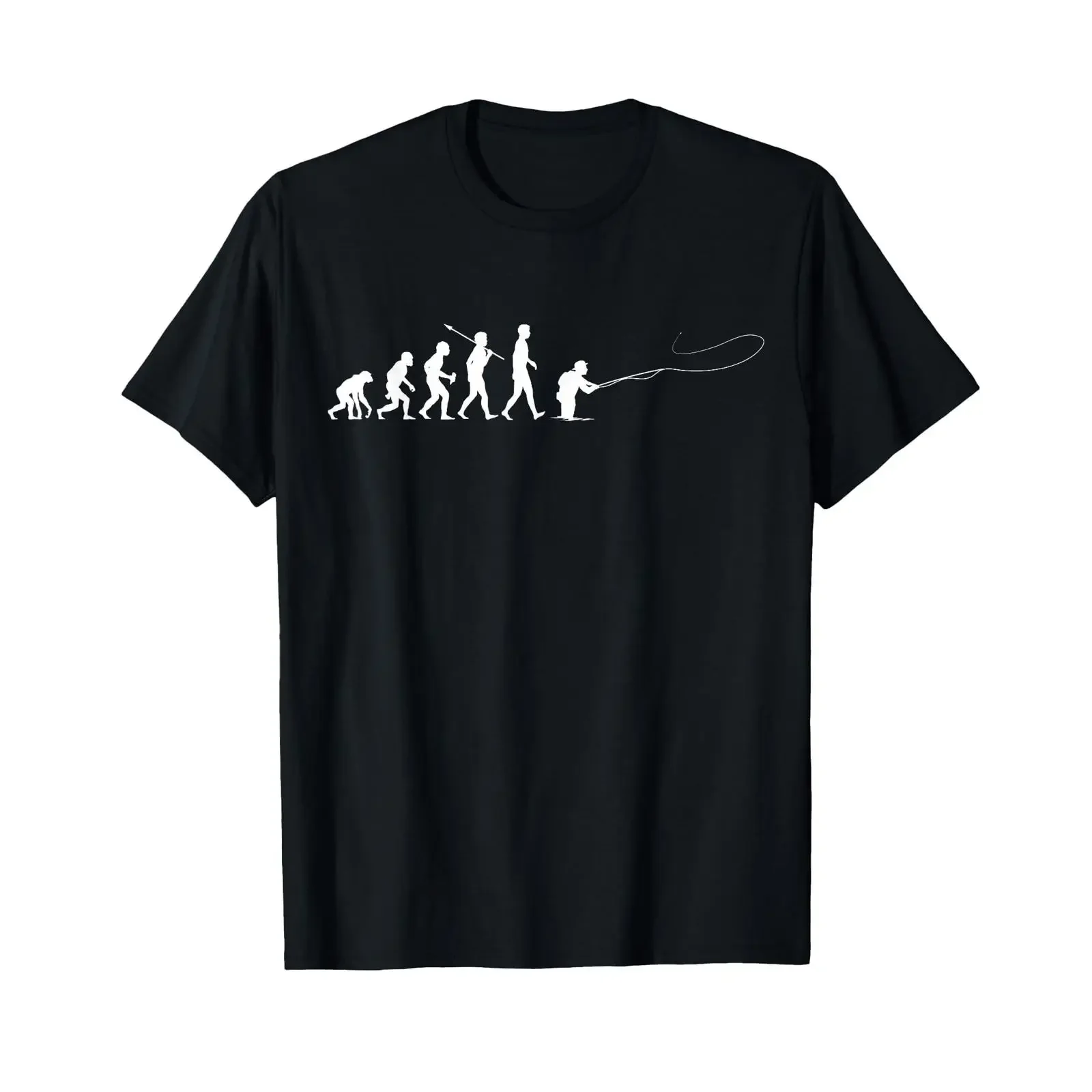 T-shirt de pêche à la mouche Evolution of Man, graphisme vintage délavé, confortable, légèrement unisexe, tissu doux pour un usage quotidien, streetwear