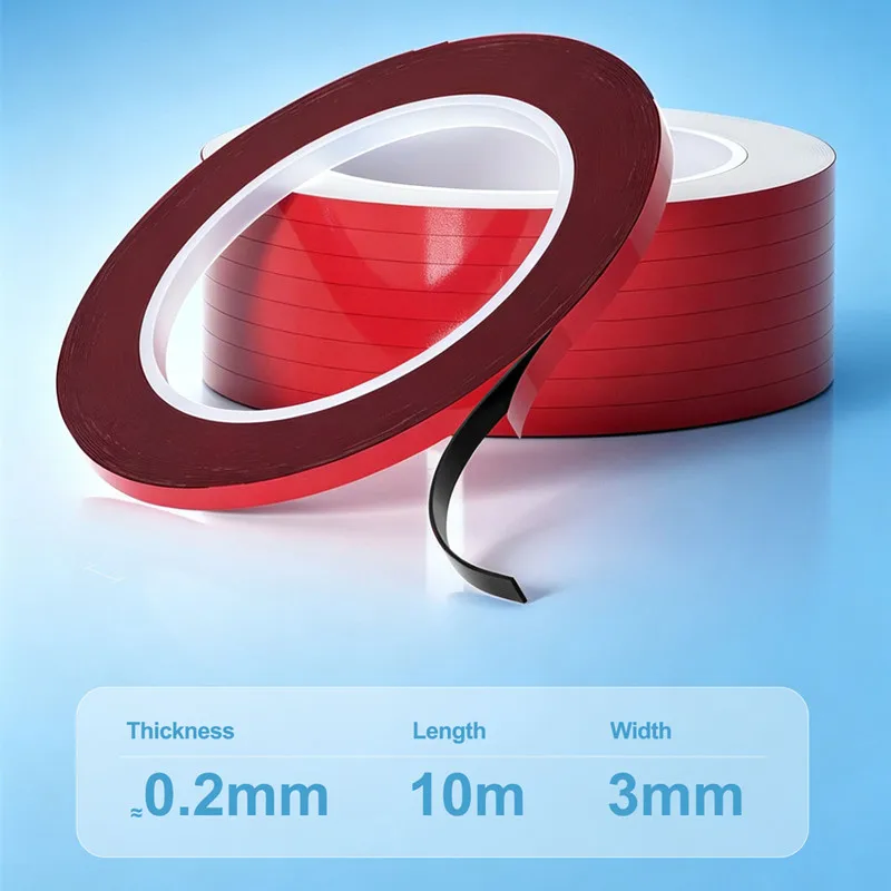RELIFE HX2 Red Liner Black Foam Adhesive Tape 3mm Wide High Elastic No Residue Tape for Cellphone Frame Sealing Replacement
