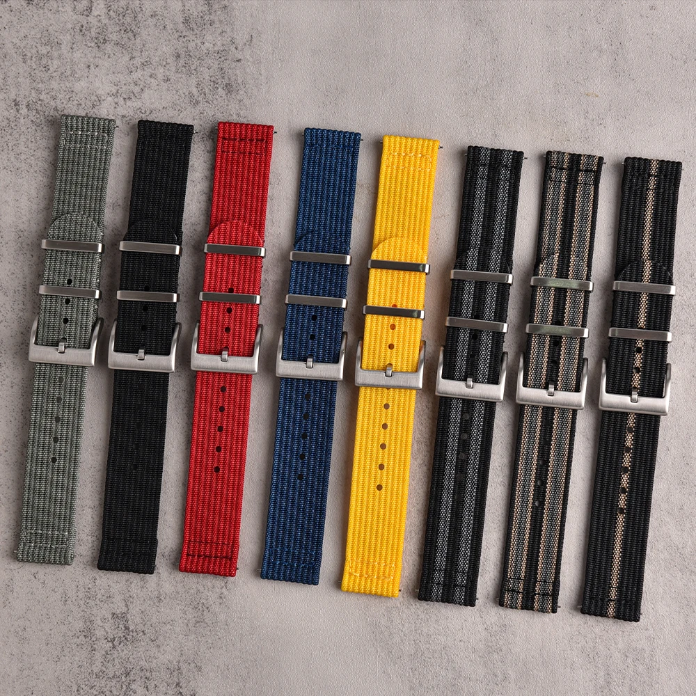 

Two Piece New Ribbed Nylon Watch band Quick Release 18mm 20mm 22mm Watch Strap Wristbands Accessories for Military Bracelets