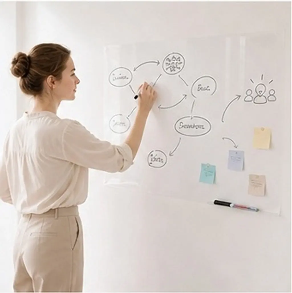 Whiteboard Dry Erase Wall Sticker Roll – Reusable Office Classroom Decor for Halloween Christmas New Year