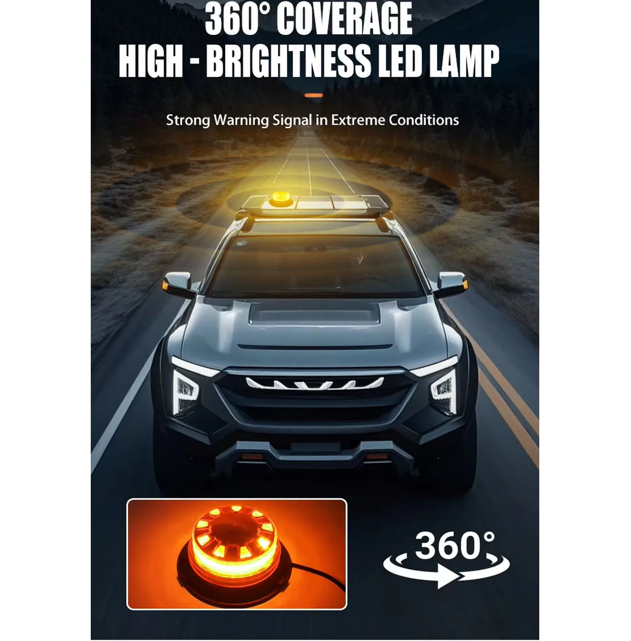 Car Emergency Light Strobe Signal Warning Light High Brightness LED 25W With Safety Magnetic Base Rotating Flash Auto Lamp
