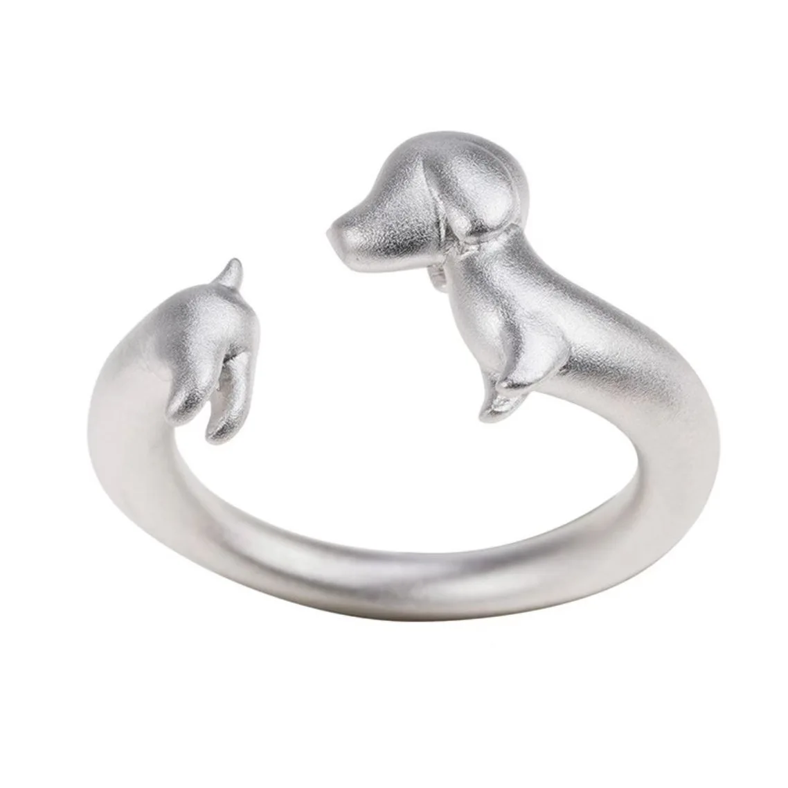 

925 Sterling Silver Dachshund Ring Adjustable Rings For Women Jewelry Wholesale Accessories Money 925