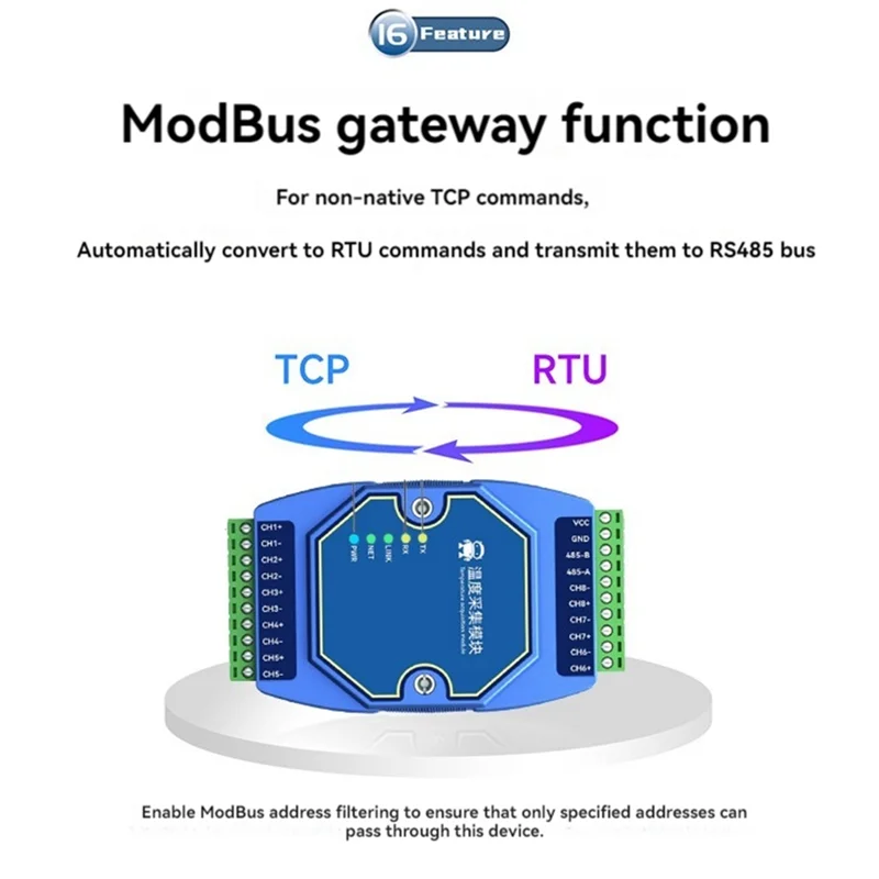 

-A20Z Модуль измерения температуры 8-полосный Modbus RS485 Тип K Входной шлюз термопары Watchdog DNS Industrial
