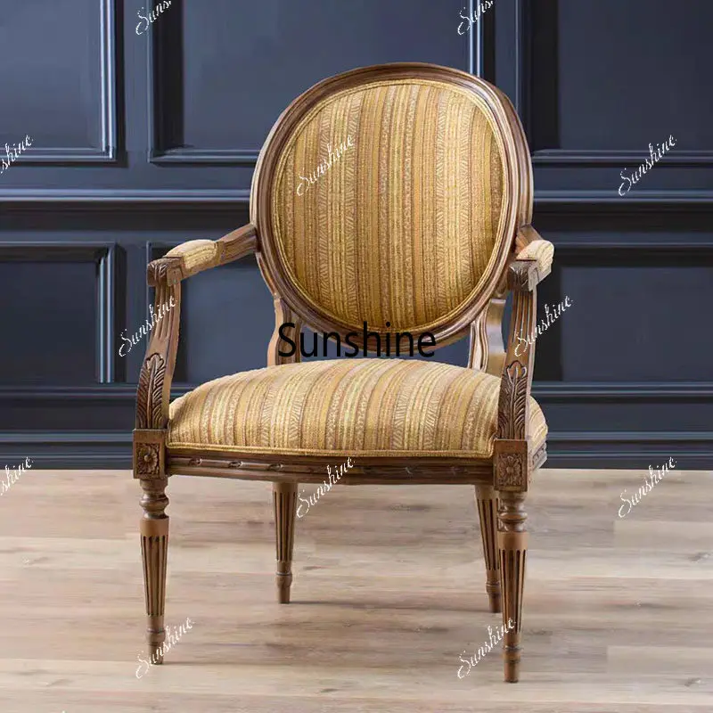 French retro solid wood sofa carved court style, bedroom entrance, leisure