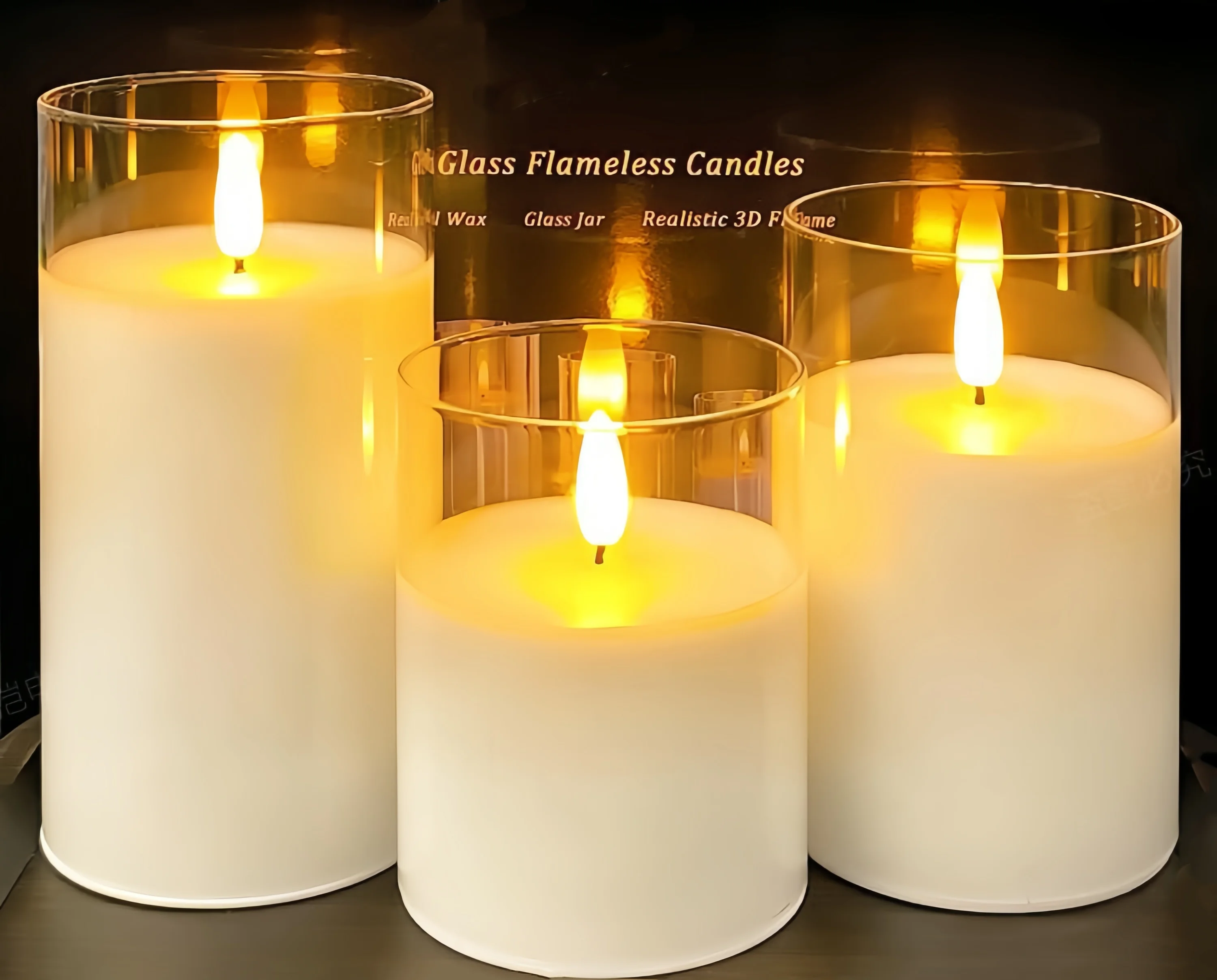 

USB Rechargeable LED pillar Candles Flickering 3D Flame w/USB charging cable Remote controlled Glass candle lamp Party Decoratio