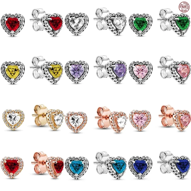 

Ladies exquisite earrings 925 sterling silver high-quality fashionable heart-shaped sparkling crystal jewelry engagement gifts