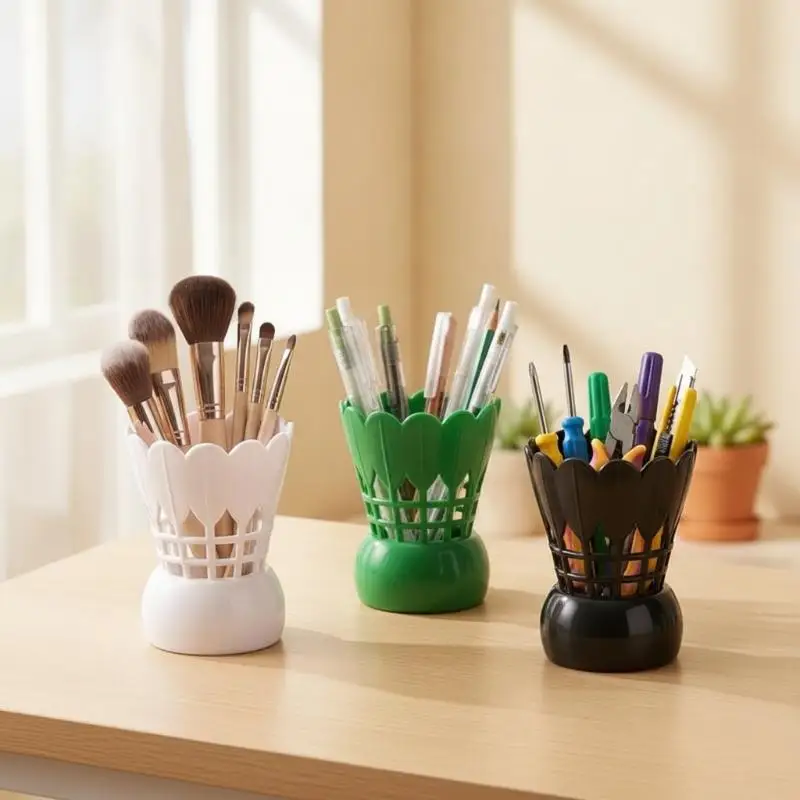 Cute Badminton Pen Holder Unique Fun Desktop Stationery Organizer Non-Toxic Material Pencil Storage for Kids School Home Office