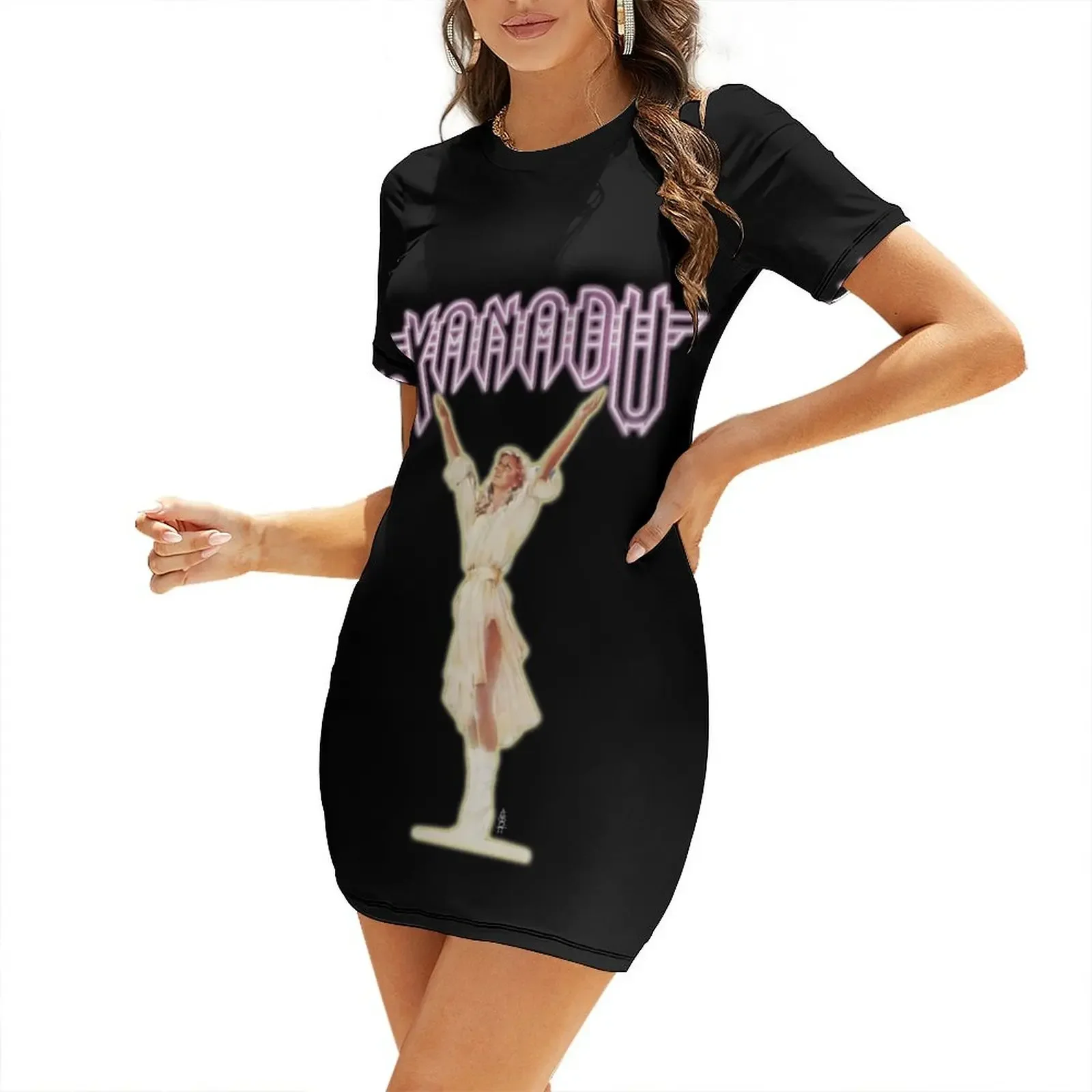 XANADU Kira Olivia Newton-John - Vestido de manga corta Gold Glow, ropa de mujer, vestidos de noche